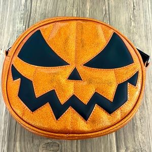 Love Pain & Stitches Halloween Pumpkin Sparkle/Shimmer Regular Purse/Crossbody.